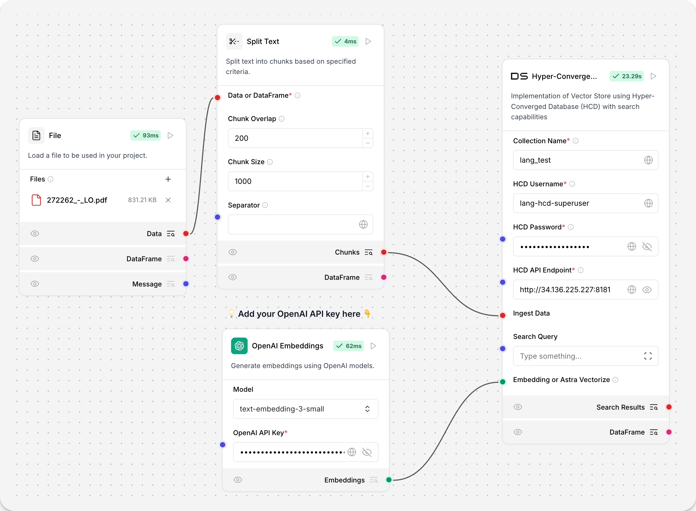 使用 HCD 组件加载向量数据的流。