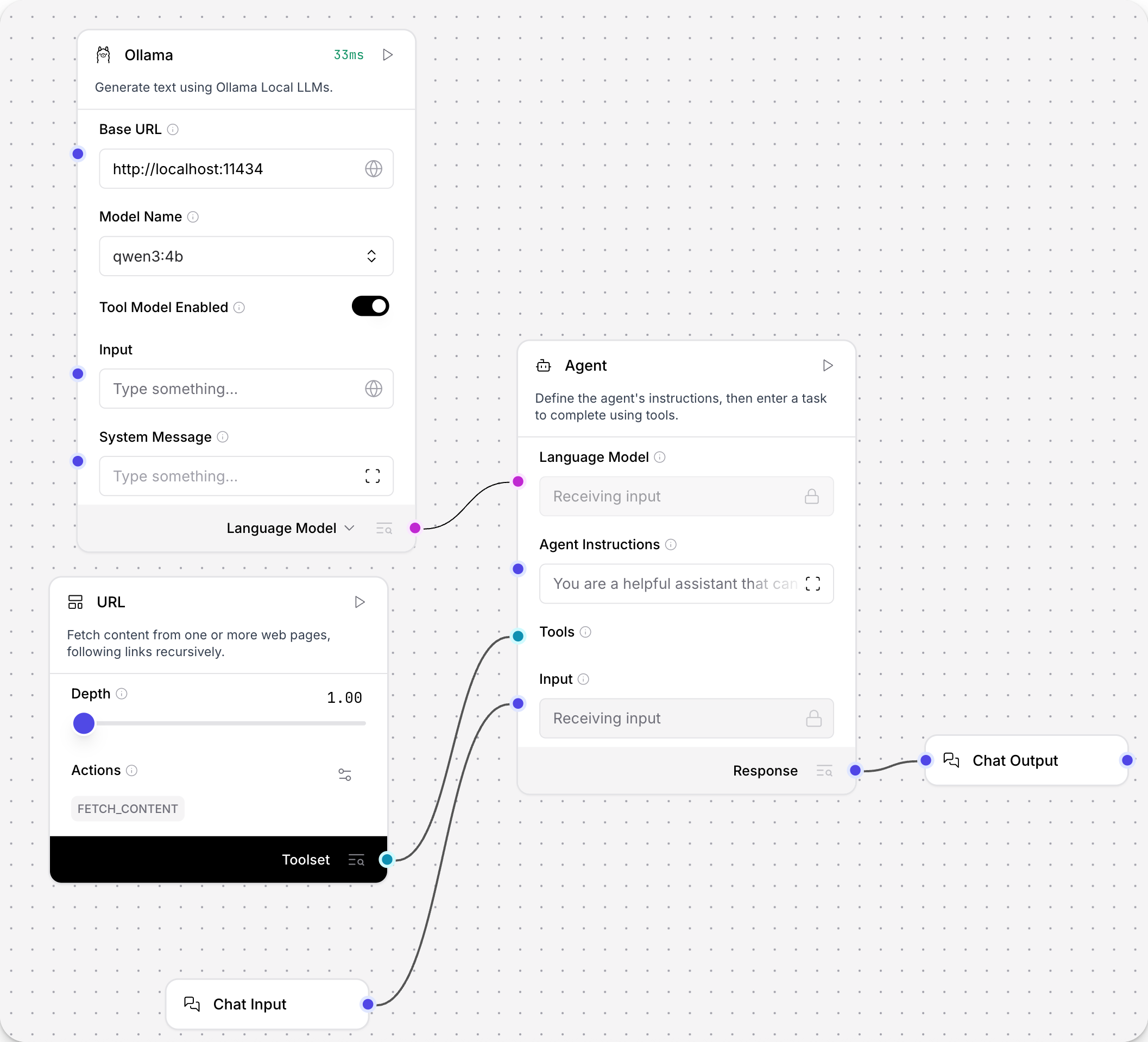 在代理流中作为 LLM 使用的 Ollama 组件