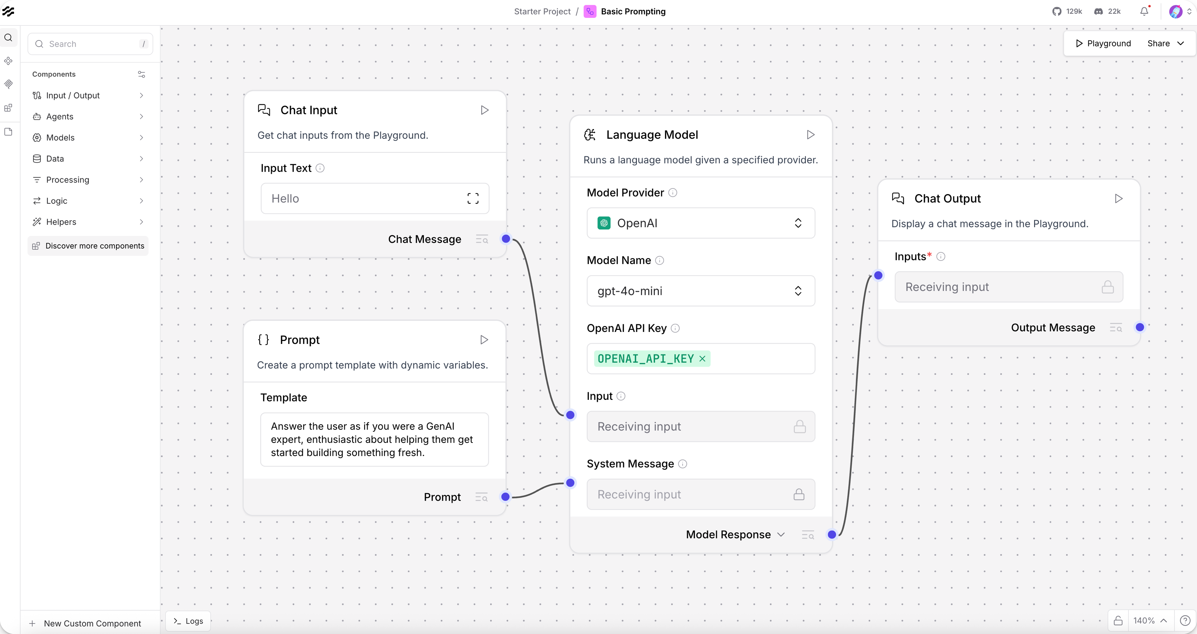 Langflow 中的基础提示流